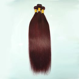 99J cheveux humains droits paquets bordeaux rouge brésilien 134 armure pour femme noire 240327