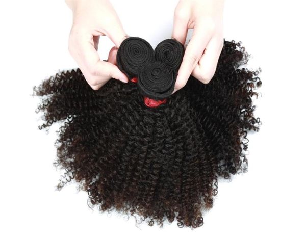 9A Afro Kinky Curly Hair Extension 3 Bundles ou 4 Bundles Brésilien Indien Malaisien 100 Cheveux Humains Vierges Couleur Naturelle 828inch1768963