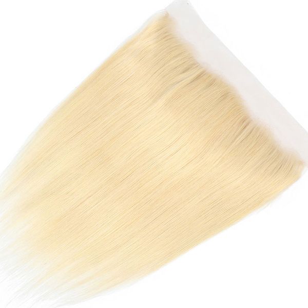9A Bleach Blonde Couleur 613 Dentelle Frontale Fermeture Oreille à Oreille 13x4 Taille Brésilien Péruvien Malaisien Indien Droit Vierge Cheveux Frontaux