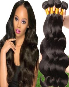 9A Brésil Trames de Cheveux Humains 16 18 20 22 24 pouces Africain Femelle Cheveux Bundle Vague de Corps Noir Grande Vague Serpent Curl Nature Color40114755276936