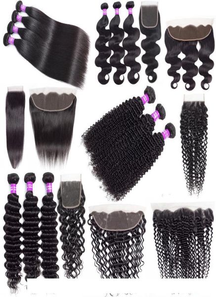 9A Brésilien Bulleurs de cheveux humains bon marché avec une fermeture Vave profonde extensions de cheveux bouclés coquins