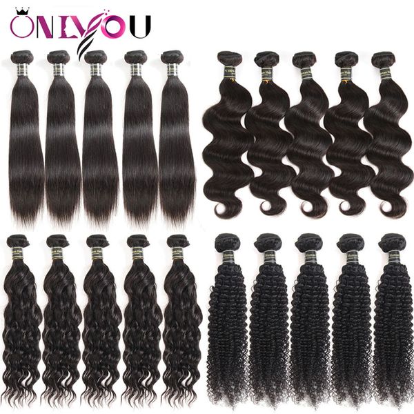 9a Extensions de vierge brésilien 10 Fesseaux tissages paquets Silky Straight Water Wave Deep Binky Curly Human Hair Wafts