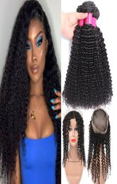 9A Bundles de cheveux vierges brésiliens avec fermeture 360 ​​Full Lace Closure Vague de corps droite vague lâche bouclée vague profonde cheveux humains Bundl6730068