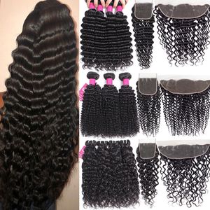 9A Brazilian Virgin Hair Bundles With Closures 4X4 Lace Closure Or 13X4 Ear To Ear Lace Frontal Closure Human Hair Bundles With Closure