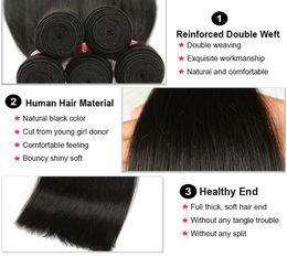 9a Brésilien Vierge cheveux droits 10 paquets vierges brésiliens raies cheveux 100% brésiliens brésiliens à coiffure humaine bundles tisser