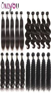 9A Braziliaanse Maagdelijke Human Hair Extensions 10 bundels Weeft Bundels Zijdeachtig Recht Lichaam Diep Watergolf Kinky Krullend Menselijk Haar Wef9033095