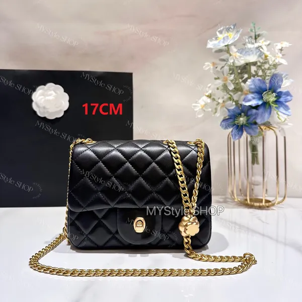 9a CC CF Calidad de cuero 23S Bolsa de diseño negro Bolso de lujo Mujeres Manjes Mini Mini Crossbody Designer Bag Mini Bag Purse Diseñador de metal Cadena Floral Gold