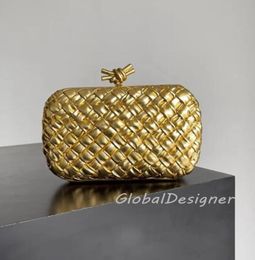 9a Designer Women Clutch Bag Vintage Goud geweven portemonnee avondtas Handtassen trouwjurkfeest dame mode geknoopte mini -tassen luxe lederen doos zomer zilver 20,5 cm