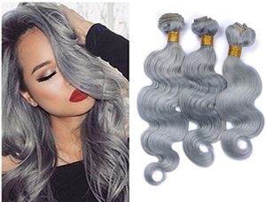 9a gris brésilien vierge Body Body wave extensions ondulées coulins gris tissage de 3 pack