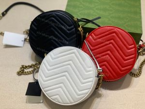 9a Hot Quality Designer Marmont Round Mini Crossbody Body Bagas Tote Sacs Black Beige Red Chain Fashion Mands Hands Sac à main authentique Femme en cuir bacs Luxury Bourses 550154