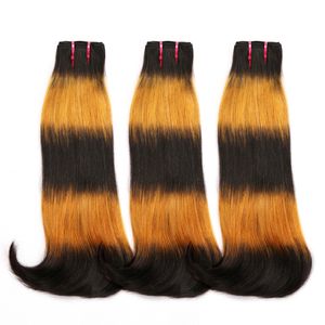 9A offre spéciale de haute qualité Ombre renard couleur cheveux humains brésilien Double dessiné Fumi cheveux faisceaux Double dessiné Curvy droite