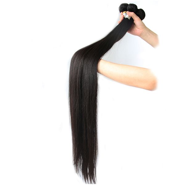 BeautyStarQuality Extensions de cheveux longs perruque de cheveux longs vierge indienne droite cheveux humains Remy malaisienne trame ondulée