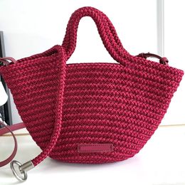 9A Nuevo IBIZA Bolsas de cesta de verduras Bolso de mano tejido de nailon de gran capacidad Bolso de diseñador para mujer Bolso de compras para vacaciones Bolso de playa de moda Tote en forma de abanico