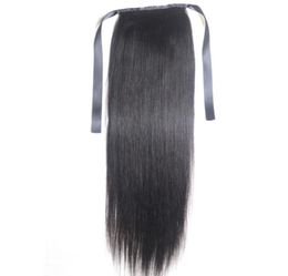 9A Clips de queue de cheval dans les extensions de cheveux humains Prêle Péruvienne Malaisienne Indienne Brésilienne Vierge Remy Cheveux Raides Couleur Naturelle B2844545
