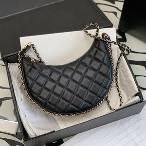 9A Primavera y verano Nuevo bolso de cuero para mujeres diseñador Crescent Luxury 23p Handbody Crossbody Shoulde Classic Rhombus Mini Half Moon Regalo de regalo al por mayor