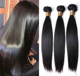 Paquetes de cabello lacio 9A Extensiones de cabello indio virgen sin procesar Paquetes de tejido de trama de cabello humano liso Weaving2661032 barato