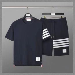 9A TB Designer Man Homme Tracksuit Sleeves Shorts Two Pieces Set Shorts Tshirts Striped Mens Woman Tracksuit Summer Sumwars Hip Hop Asian S-3XL