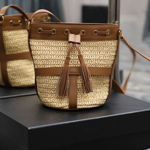 9A Mand clutch met handvat Dames portemonnee handtassen weekend Strandtassen Raffia Designer Crossbody winkeltassen luxe tas Stro geweven Schoudertas bucket bag