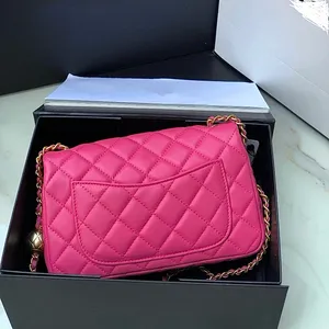 9A de alta calidad CF Hot Pink Designer Bag Top Bag Luxury Women Bolsos de mano Flap Classic Mini Crossbody Diseñador Bag Mini Bag Purse Diseñador Bag Cadena de metal Gold
