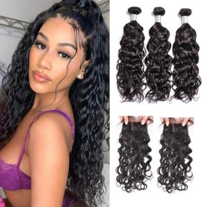 9a Vierge Brésilien Water W Wet and Wavy Human Hair Fair Weave Bundles with Lace Fermeure Water Wave Poulets Weaves9068142