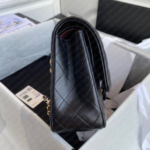 9AA Diseñador Bag Mirror Calidad Jumbo Doble Flap Bag Luxury 23cm 25 cm 30 cm Caviar de cuero Lambbs piel de bolso negro Bolso de oro y etiqueta plateada Caja de regalo plegable