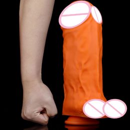 9cm Diameter Enorme Realistische Penis Zuignap Huid Gevoel Zacht Vloeibare Siliconen Dildo Vrouwen Masturbatie Vagina sexy Speelgoed Mannen Ass