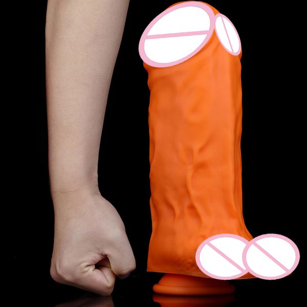 9cm Diamètre Énorme Réaliste Pénis Ventouse Peau Sentiment Doux Liquide Silicone Gode Femmes Masturbation Vagin sexy Jouets Hommes Ass