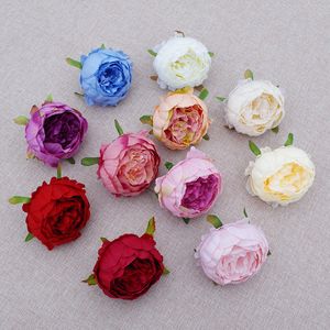 9 cm tête de pivoine ronde décorative de haute qualité mariage bricolage fleur arc mur simulation soie camélia rose
