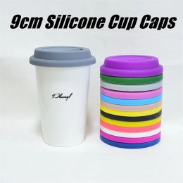 Copa de silicona de 9 cm Tapa reutilizable Taza de café de porcelana Tapa de derrames Cazas de té de leche Tapa de foca tapa A02 LL