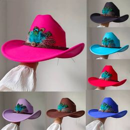 9 cm brede rand westerse cowboyhoed voor heren vintage fascinator cowgirl jazz hoed cloche kerk caps sombrero hombre 240425