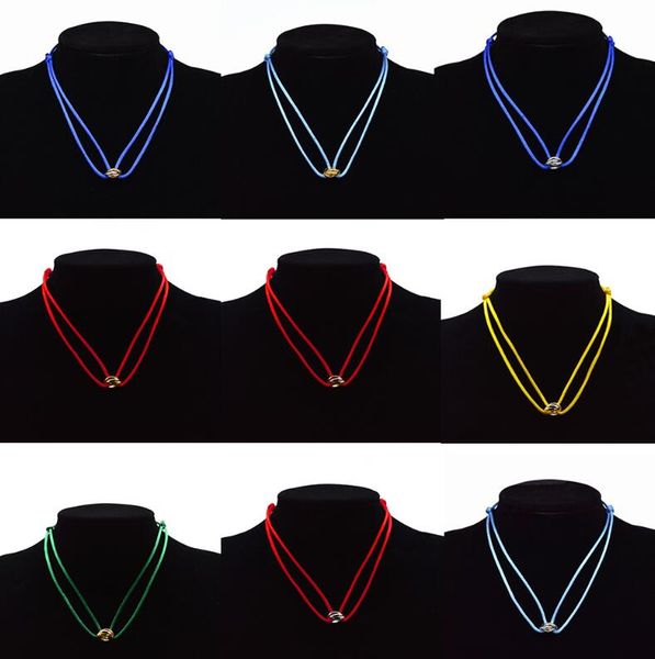 9 couleurs lettres marque Design pendentif amour trinité collier pour femmes filles Double boucle charmes 316L titane acier bijoux de mariage