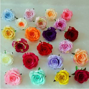 9Colors! 9cm DIY Têtes de fleur de rose artificielle en soie Décorative fleur de supermarché