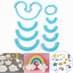 9CPS / Set Rainbow Cookie Cutter Custom Made 3D Gedrukte Fondant Biscuit Mold voor Cake Decorating Tools