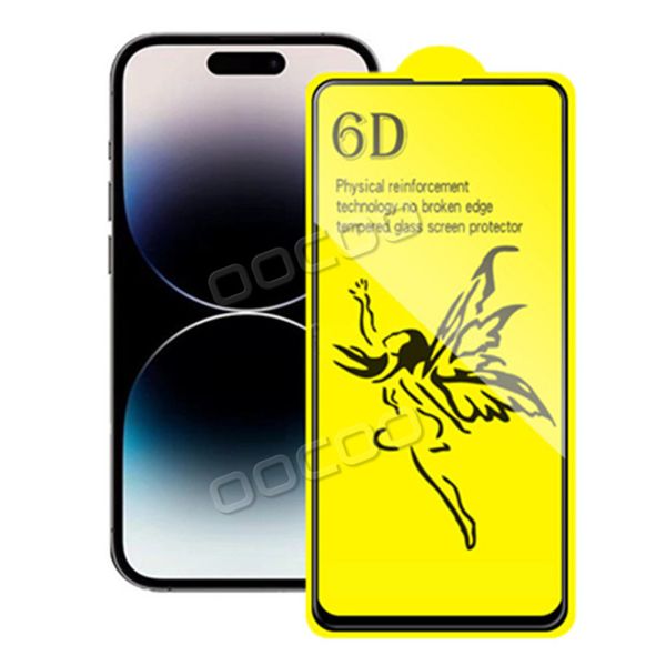 9D 6D Cobertura total 9H Protector de pantalla Vidrio templado para iPhone 14 Pro Max 13 Mini 12 11 XR XS 6 7 8 Plus Samsung Galaxy A53 A73 A14 con 25 piezas Un paquete