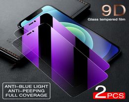 Protecteur d'écran 9D Anti-espion, lumière bleue, en verre trempé pour iPhone 13 12 11 Pro XS Max X XR 7 8 6 6S Plus7142413