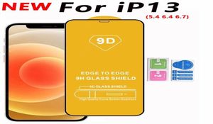 Protecteur d'écran de téléphone en verre trempé à colle complète 9D pour iPhone 13 12 MINI PRO 11 XR XS MAX 8 7 6 Samsung Galaxy S21 A32 A42 A1616333