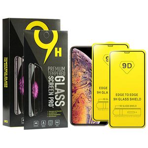 Coque de protection d'écran 9D Full Cover pour iPhone 6/7/8/SE/X/XR/XS 11 12 13 14 PRO Max en verre trempé avec emballage de vente au détail Fast Ship