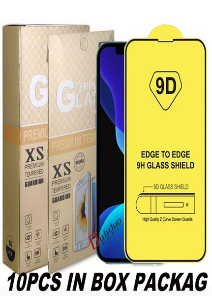 9d Cover Full Tempered Glass Phone Écran Protecteur d'écran pour iPhone 13 12 11 MINI PRO MAX XR XS 6 7 8 Plus Samsung S21 A12 A32 A42 A52 2910677