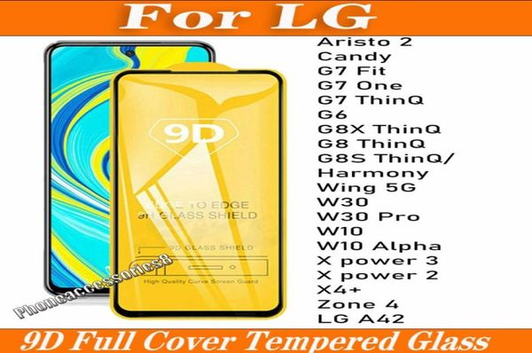 9d COUVERTURE COUVERTURE TEMPLE TEMP TEMPLE PROTECTEUR ÉCRANSE POUR LG ARISO 2 CANDY G7 Fit One Thinq G6 G8X G8 G8S Harmony Wing 5G W30 Pro W6778582