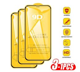 9D Volledige Cover Gehard Glas Screen Protector Voor iPhone 14 13 12 MINI PRO 11 XR XS MAX 3 stks/set
