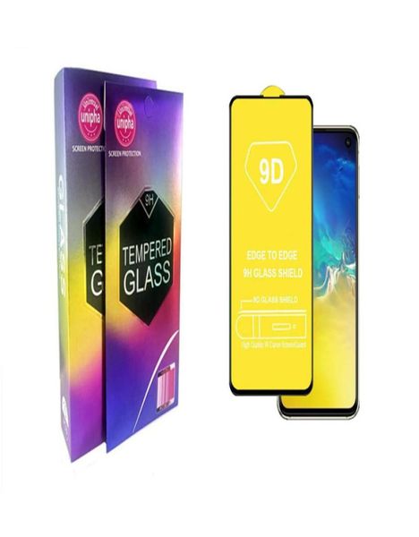 Protector de pantalla de vidrio templado de cubierta completa con pegamento completo 9D para Samsung Galaxy S10E J2 Core J4 J6 J7 J8 Huawei Y9 2019 P30 Lite con P3032303