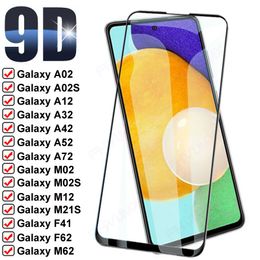 Vidrio Protector completo 9D para Samsung Galaxy A02 A12 A32 A42 A52 A72 Protector de pantalla M02 M12 M21S M62 F62 F41 película de vidrio templado