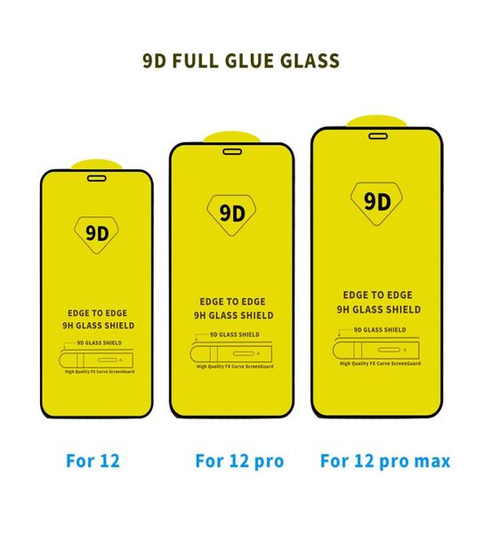 Protector de pantalla completa 9D para iPhone 12 11 Pro Max x XR Glass templado para el modelo Samsung3205482