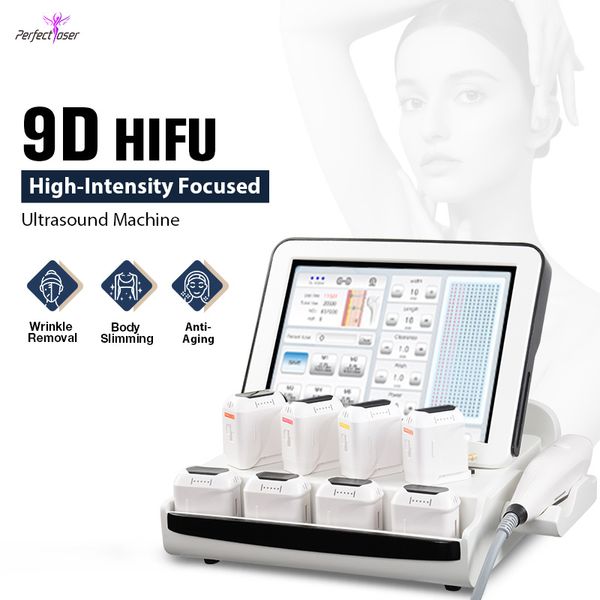 9D HIFU Dispositivo de ultrasonido enfocado de alta intensidad Estiramiento de la piel Máquina de adelgazamiento corporal Eliminación de arrugas Equipo de belleza para dar forma a la cara y el cuerpo