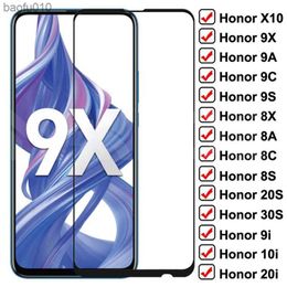 Vidrio protector 9D en For Honor X10 9X 9A 9C 9S Protector de pantalla templado Honor 8X 8A 8C 8S 20S 30S 9i 10i 20i Película de vidrio L230619