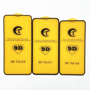 Protector de pantalla 9D para iPhone 12 11 Pro Max mini XS XR 9H película de vidrio templado cubierta completa curvada a prueba de explosiones DHL/FEDEX