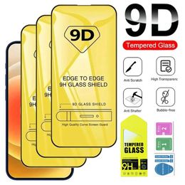 Protector de pantalla 9D para Xiaomi Redmi 13C 10C 10S 9A 9C 9T Mi 11T Pro 11 12 Lite Note 12 11 10 Pro película de vidrio templado transparente de cubierta completa
