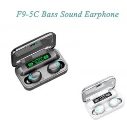9D Stereo Bass Sound F9-5C TWS BT V5.0 Wireless hoofdtelefoons Aortelefoons Sport Waterdichte oortelefoons met MIC-headset F9 F9-5 Earbuds