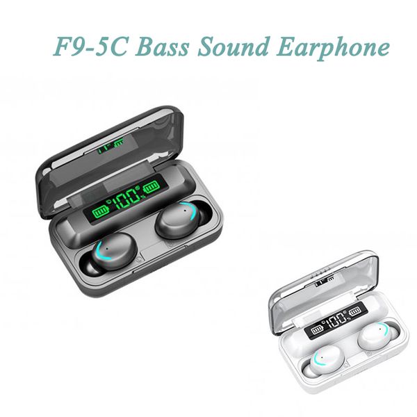 9D Stereo Bass Sound F9-5C TWS BT V5.0 Casque sans fil Écouteurs Sport Écouteurs étanches avec micro Casque F9 F9-5 Écouteurs