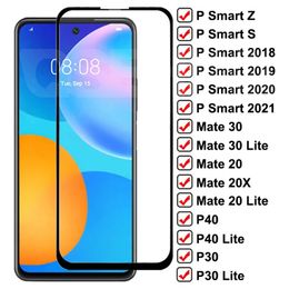 Verre trempé 9D pour Huawei Mate 30 20 10 Lite 20X P30 P40 protecteur d'écran complet P Smart Z S 2020 2021 étui de Film